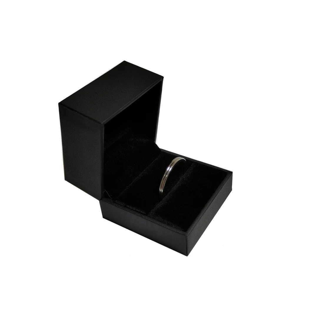 PU Leather Velvet Jewelry Box Black Clamshell Simple Applied Elegant Goods in Stock