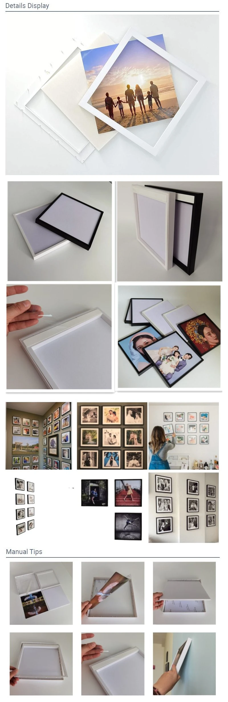 Square Removal Adhesive Photo Frame 8X12 Inch DIY Plastic Photo Frame Mixtiles