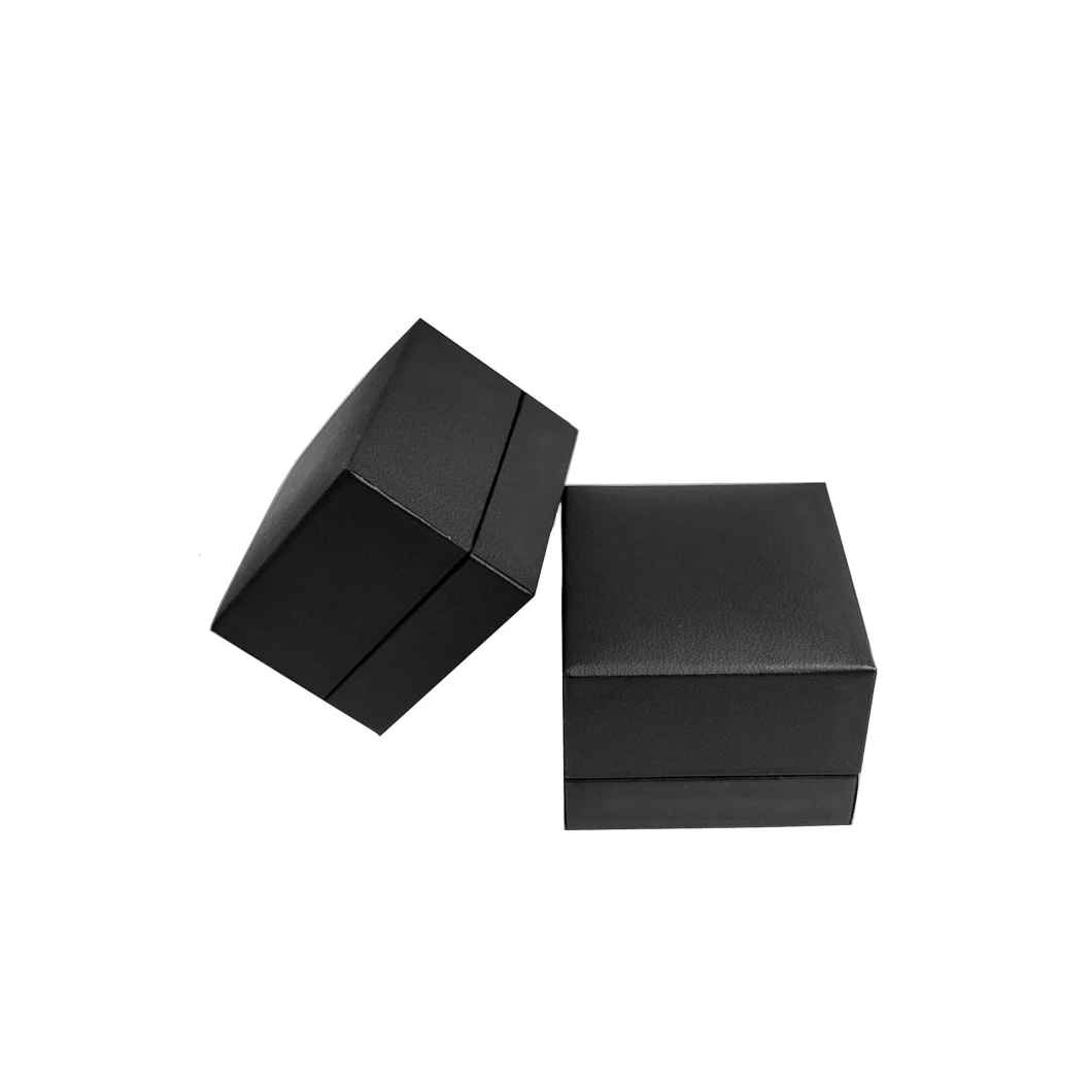 PU Leather Velvet Jewelry Box Black Clamshell Simple Applied Elegant Goods in Stock