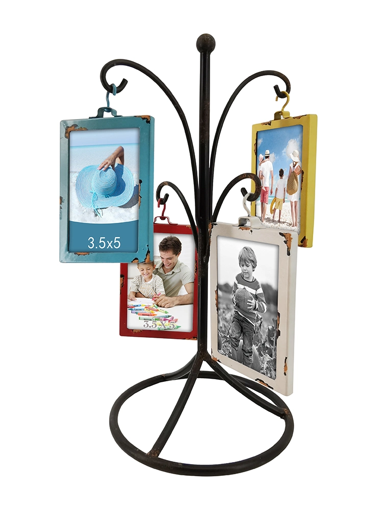 Metal Picture Frame with Many Photos for Home Decor, Photo Frame with Table Stand or Hanging Designs, Iron Creativity Photo Frame